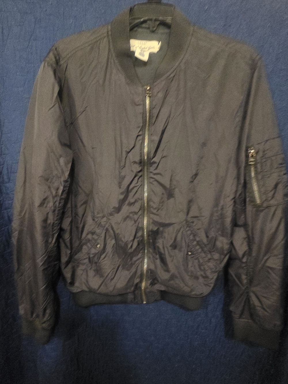 H&M Men's Navy Bomber Jacket with Zip